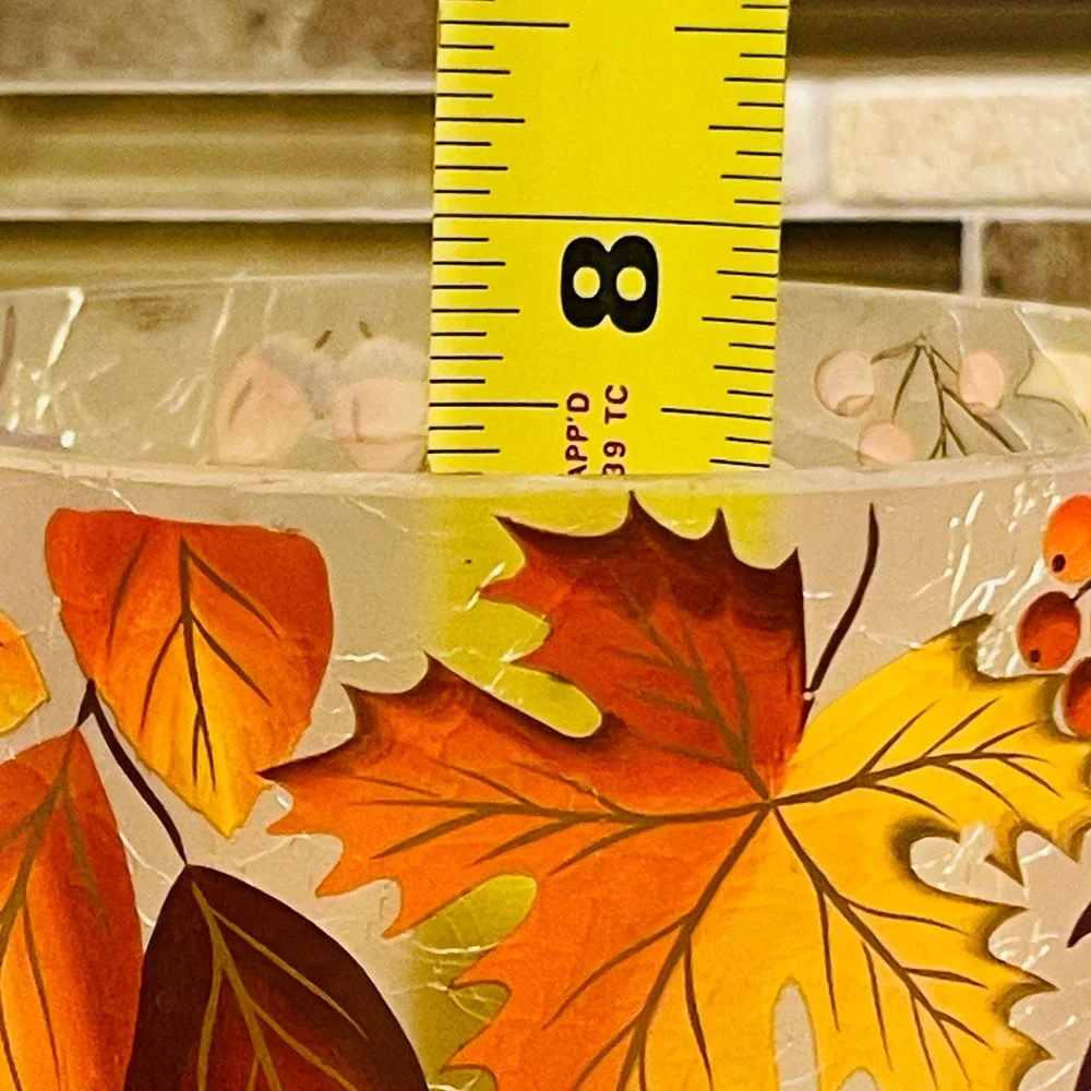 Yankee Candle Fall Leaf Crackle Glass Hurricane Candle Holder Sleeve 1711150